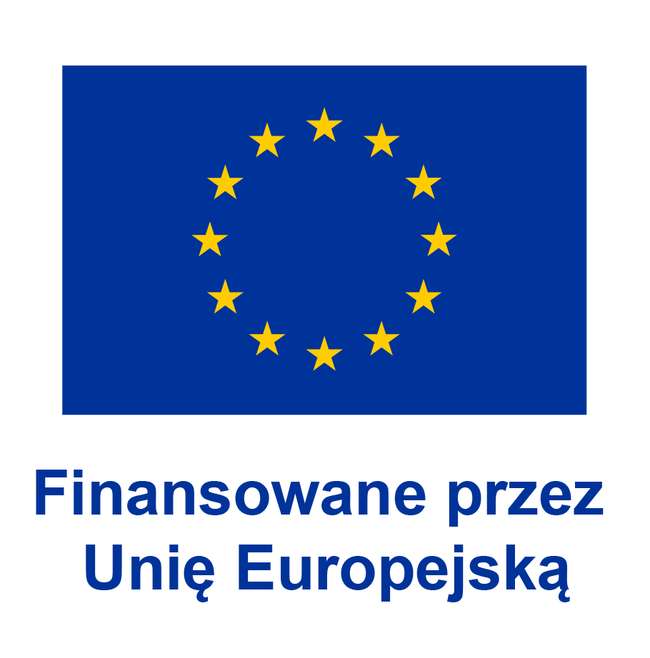 Logo Unii Europejskiej (12 żółtych gwiazdek w kole na granatowym tle)